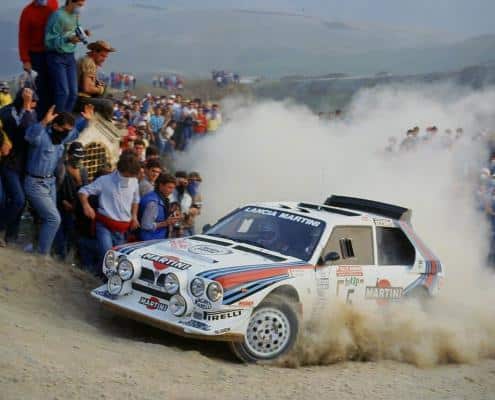 Miki Biasion in azione su Delta S4 al Rally di Sanremo del 1986