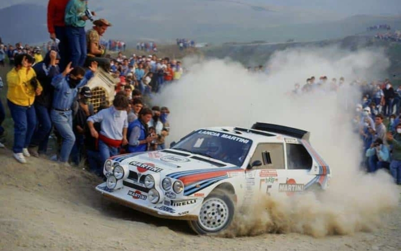 Miki Biasion in azione su Delta S4 al Rally di Sanremo del 1986