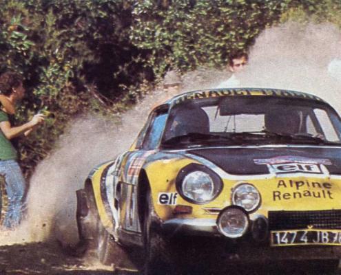 Jean-Luc Thérier con l'Alpine Renault A110 1800 al Rallye Sanremo 1975