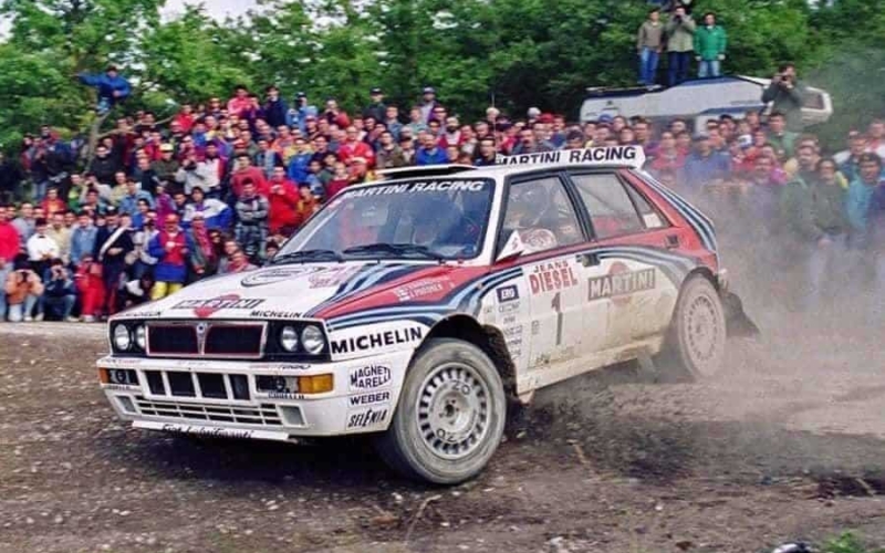 Juha Kankkunen al Rallye Sanremo 1992 con la Lancia Delta Martini