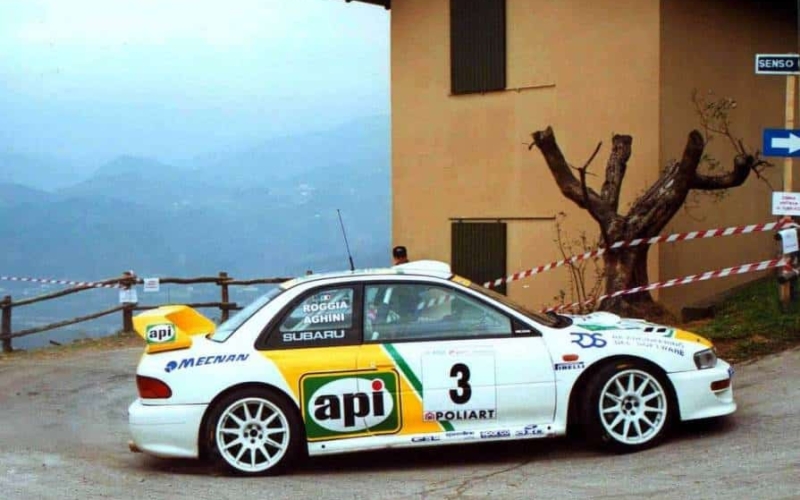 Andrea Aghini e Loris Roggia con la Subaru Impreza WRC al Rally del Ciocco 2001
