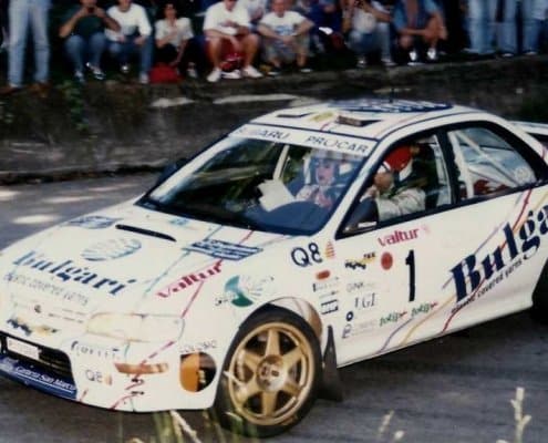 Andrea Dallavilla corre verso la vittoria del Rally Lana 1997