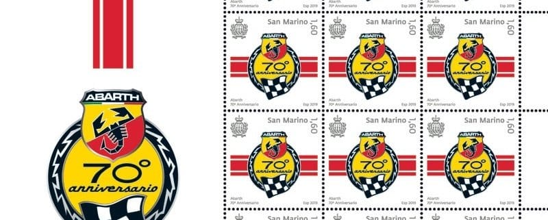 Il francobollo celebrativo dei 70 anni dell'Abarth
