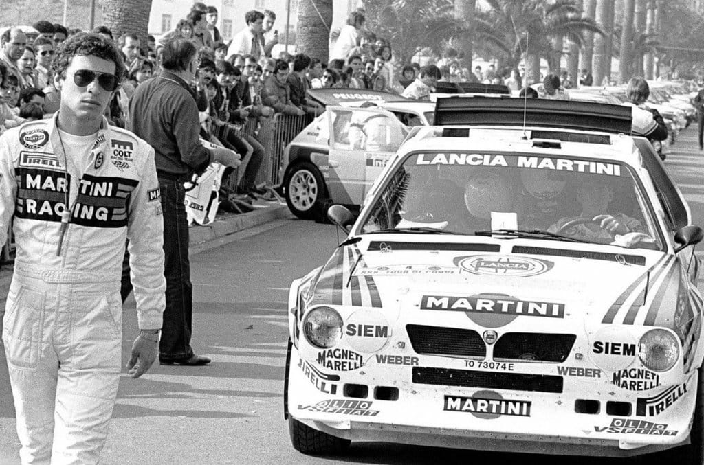 Sergio Cresto con alle spalle Henri Toivonen nella Lancia Delta S4